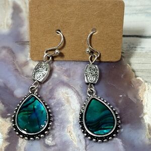Elegant Silver and Green Teardrop Earrings